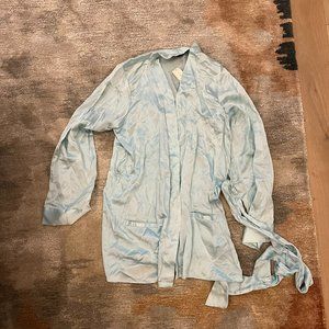 Naked Princess Light Blue Silk Short Robe